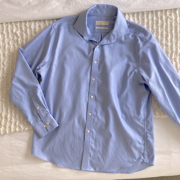 ✨HOST PICK✨MICHAEL Michael Kors Men’s Slim-Fit Herringbone Shirt | Size 17 Neck - Picture 1 of 6